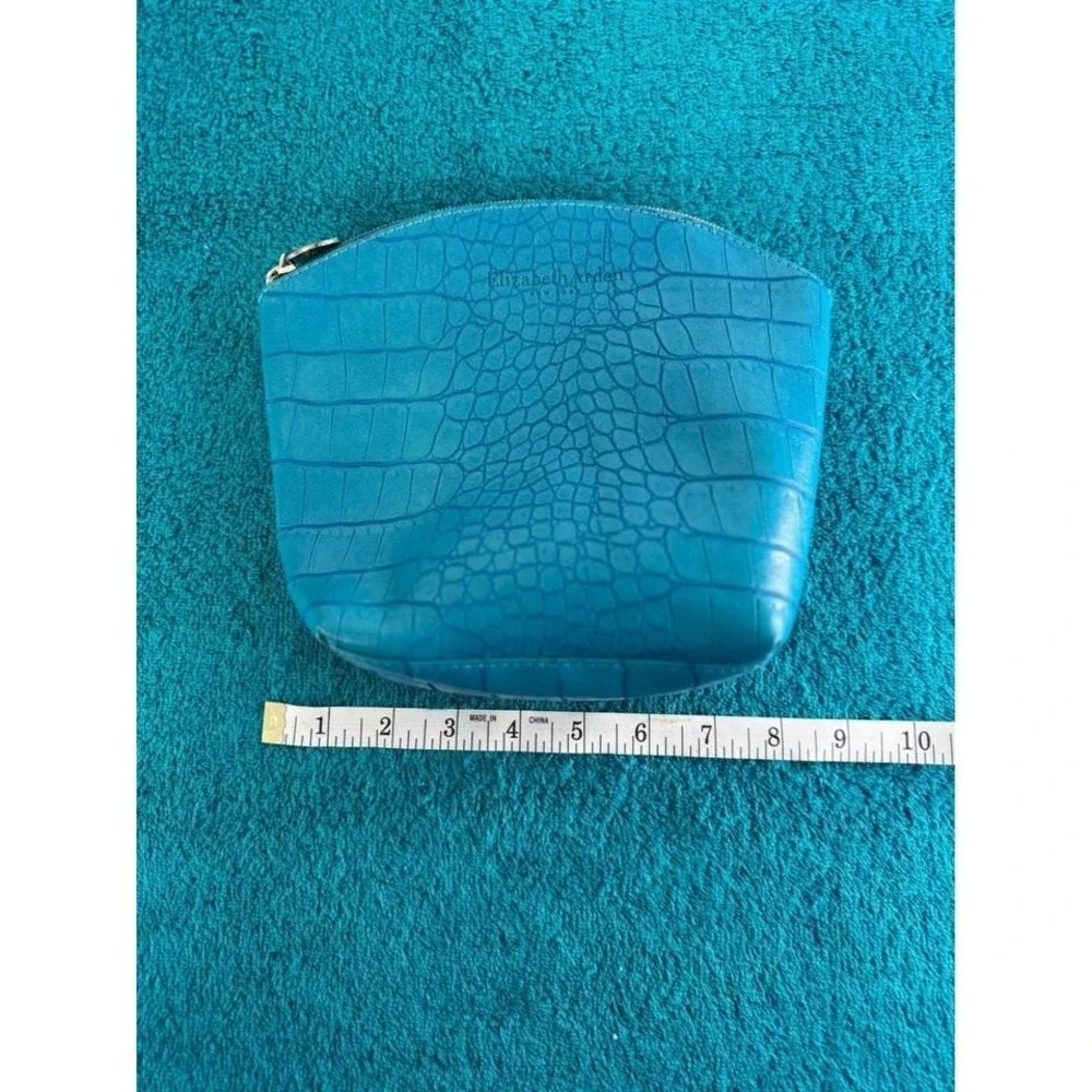 Elizabeth Arden Teal Croc Embossed Cosmetic Makeup Bag Pouch